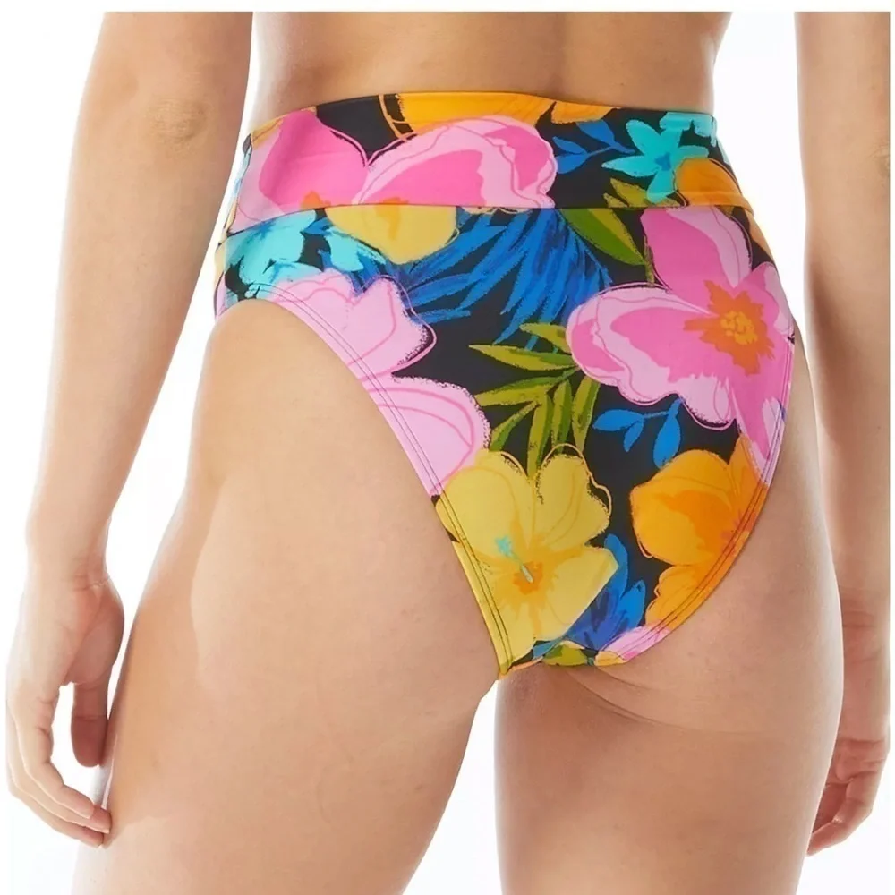 SUNDAZED Cora Floral-Print High-Waist Bikini Bottoms, multi XL